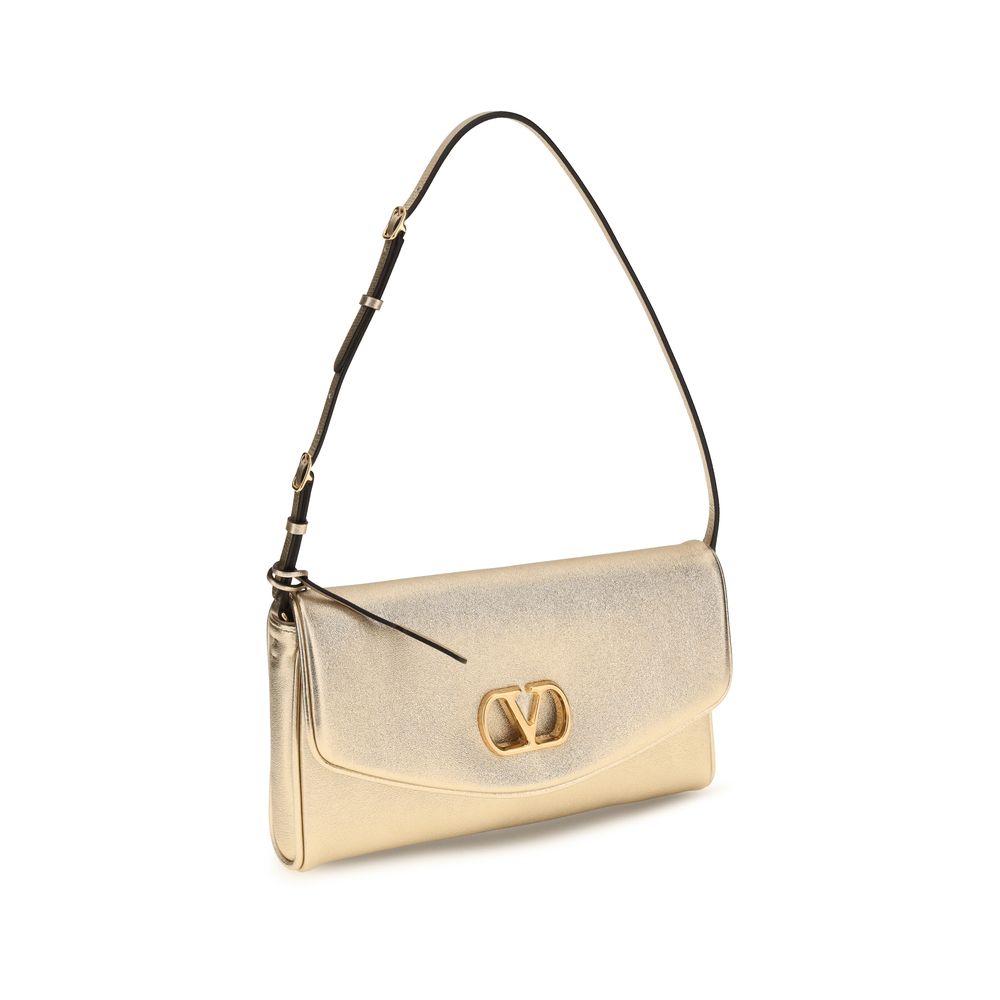 Valentino Garavani DeVain Small Shoulder Bag - Gold Laminated Nappa Leather