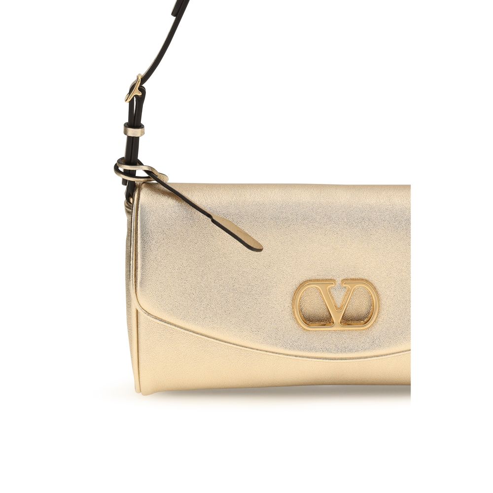 Valentino Garavani DeVain Small Shoulder Bag - Gold Laminated Nappa Leather