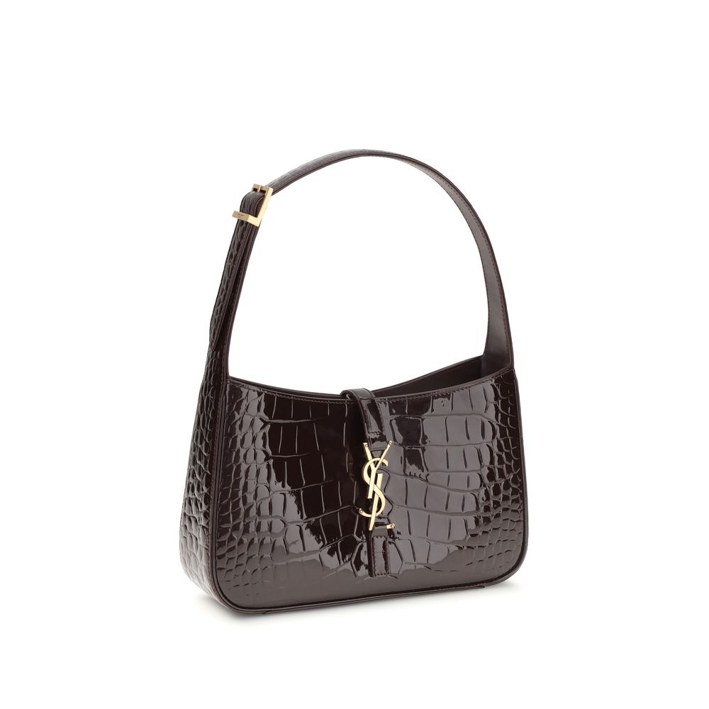 Saint Laurent Le 5 À 7 in Crocodile-Embossed Patent Leather - Dark Aubergine