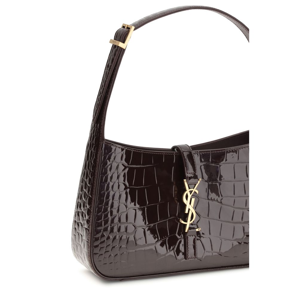 Saint Laurent Le 5 À 7 in Crocodile-Embossed Patent Leather - Dark Aubergine