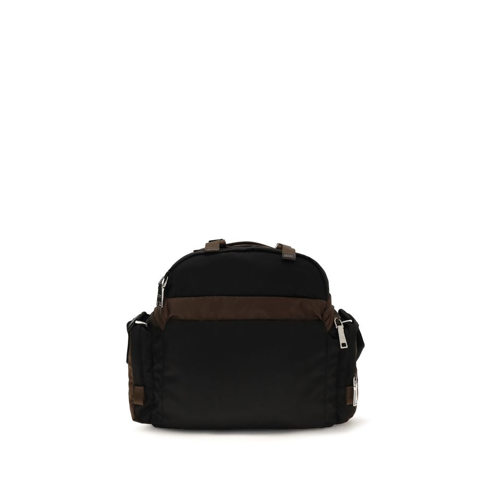 Prada Re-Nylon and Leather Shoulder Bag - Black/Burnt