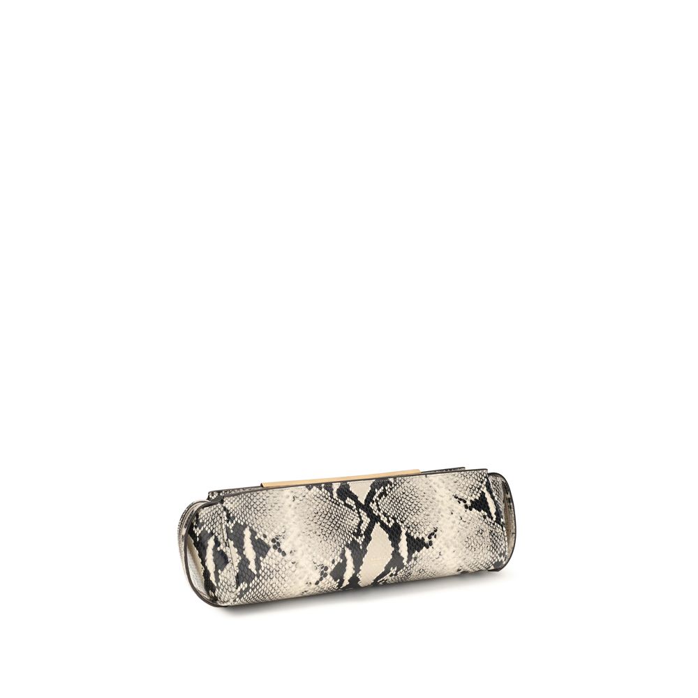 Khaite Donna Evening Clutch - Natural Python-Embossed Leather