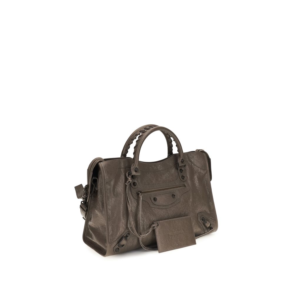 Balenciaga Le City Bag Medium - Dark Noix Arena Lambskin with Brass Hardware