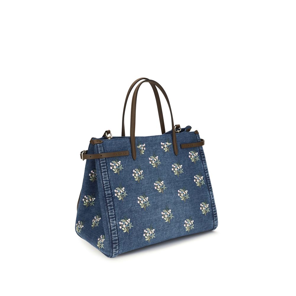 Valentino Garavani Antibes Medium Canvas Embroidered Bag - Denim