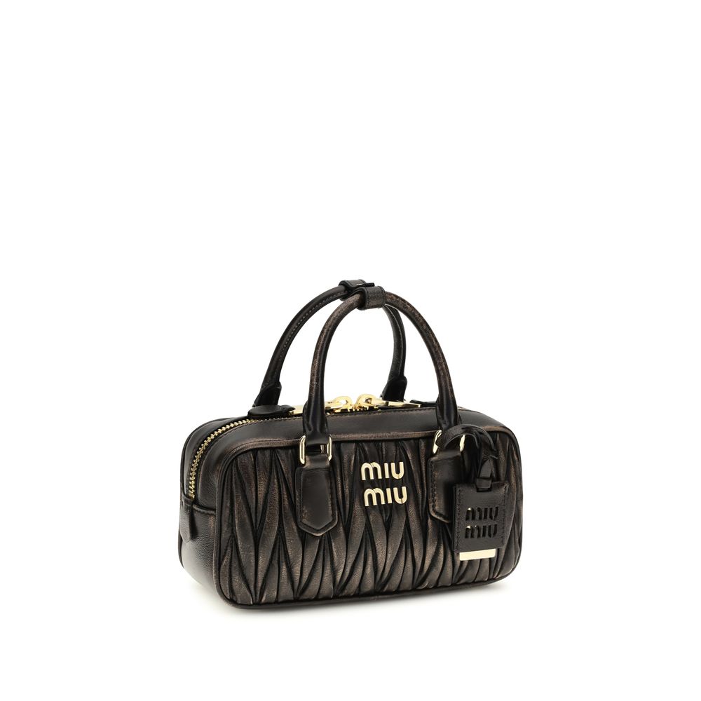 Miu Miu Arcadie Matelassé Nappa Leather Bag - Coffee