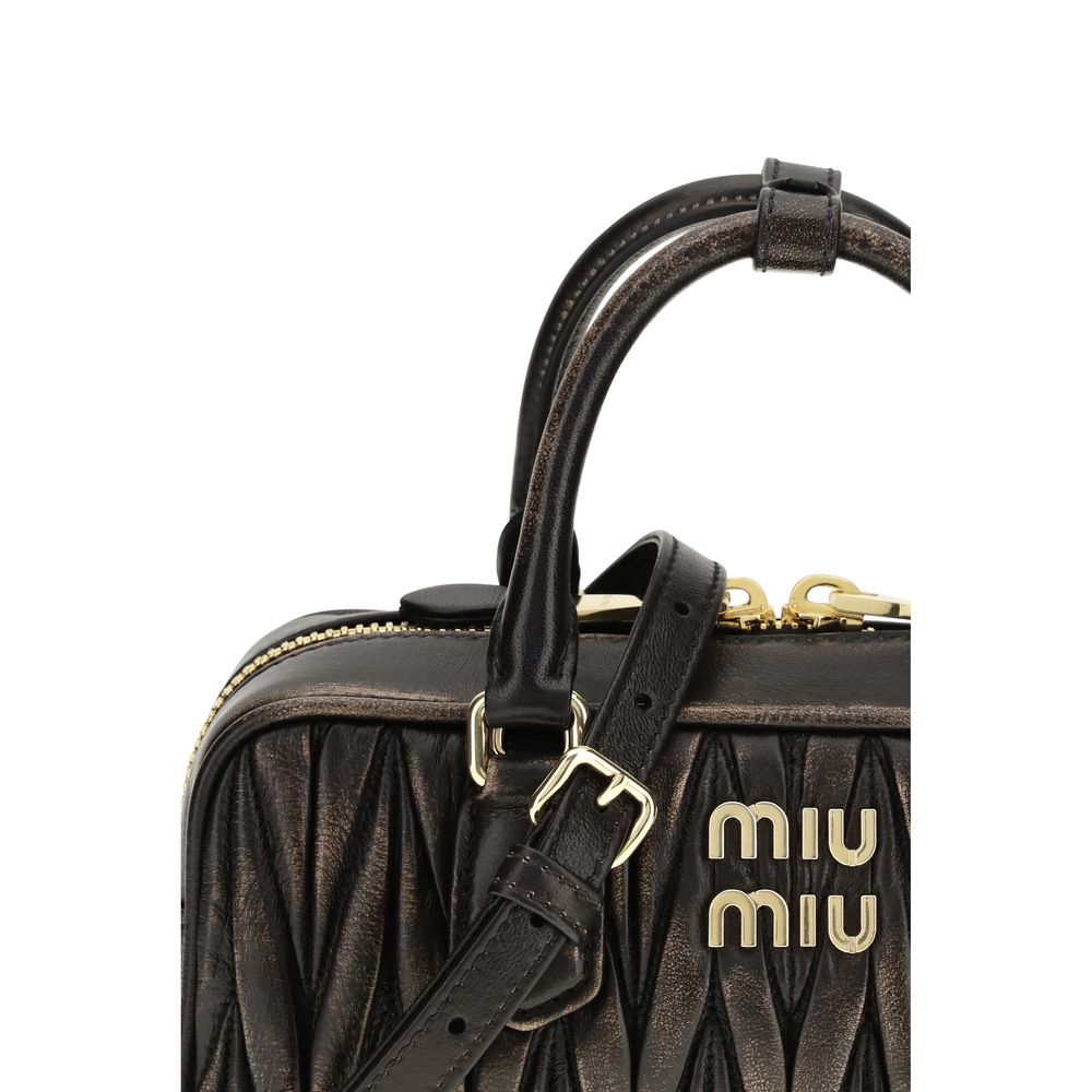 Miu Miu Arcadie Matelassé Nappa Leather Bag - Coffee