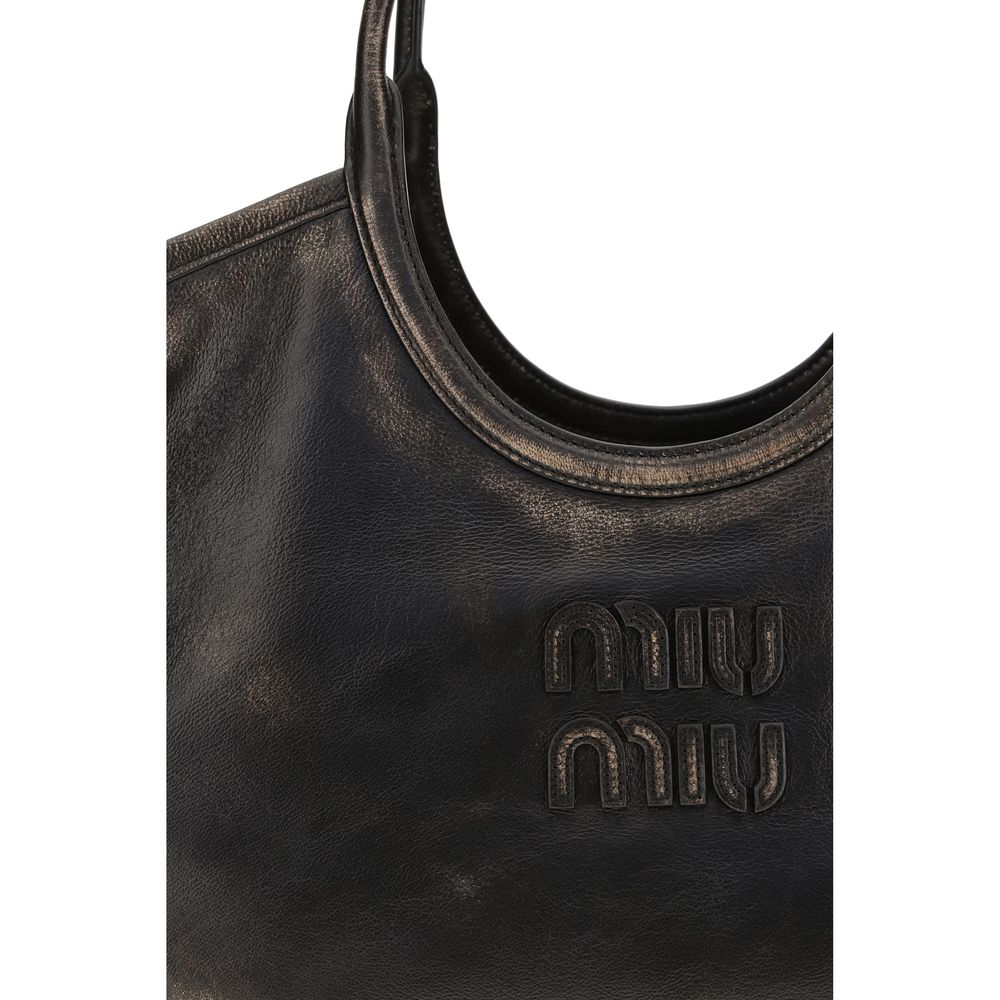 Miu Miu Ivy Leather Tote Bag - Coffee