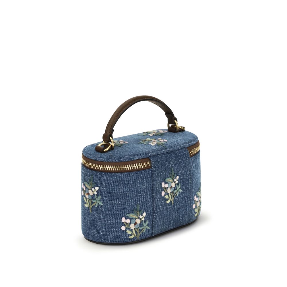Valentino Garavani VLogo Mini Vanity Bag - Denim Floral Embroidery