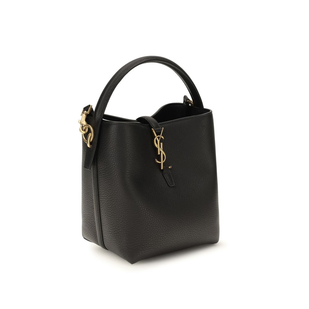 Saint Laurent Le 37 Bucket Bag - Black Grained Leather