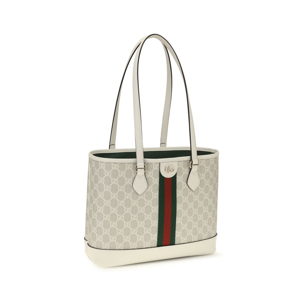 Gucci Ophidia Medium Tote Bag - Beige and White GG Canvas