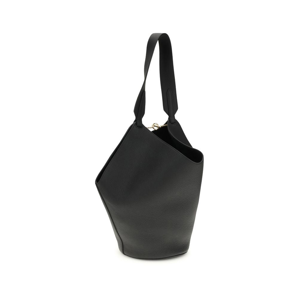 Khaite Small Lotus Tote - Black Pebbled Leather