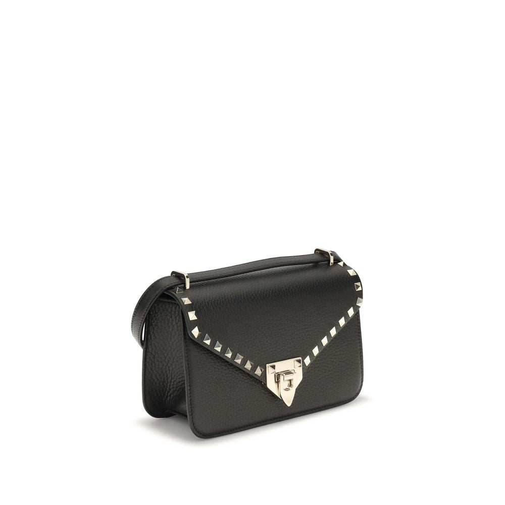 Valentino Garavani Rockstud Small Shoulder Bag in Grainy Calfskin - Black
