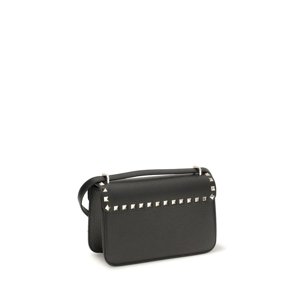 Valentino Garavani Rockstud Small Shoulder Bag in Grainy Calfskin - Black