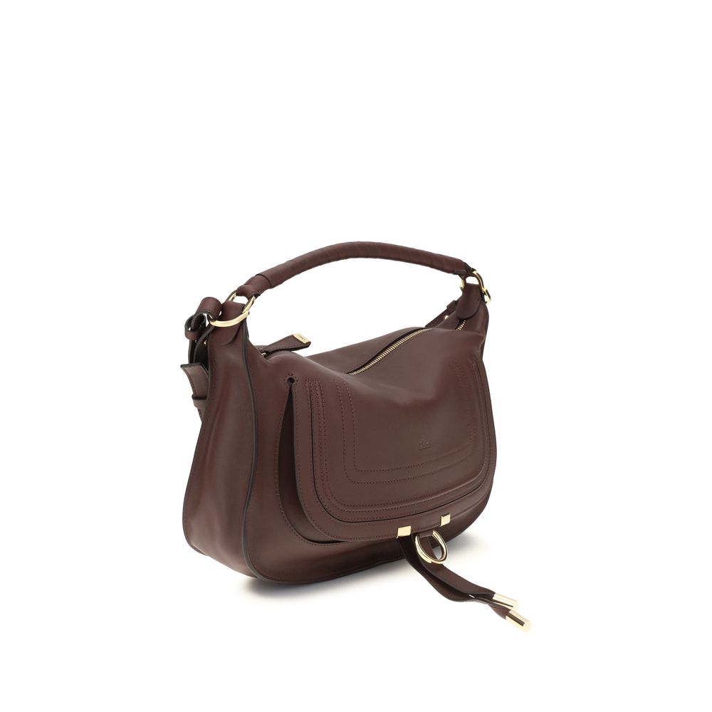 Chloé Marcie Small Shoulder Bag - Dark Velvet Soft Leather