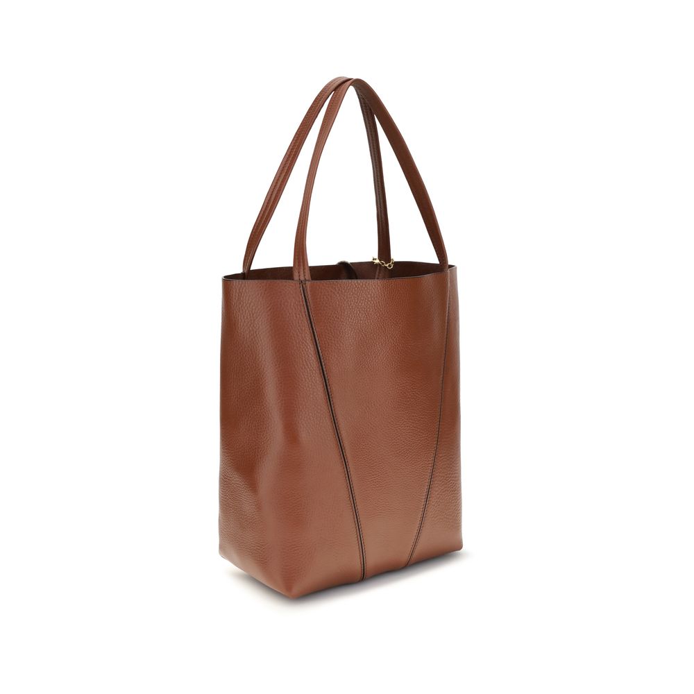 Chloé Spin Tote Bag in Grained Leather - Blushy Brown