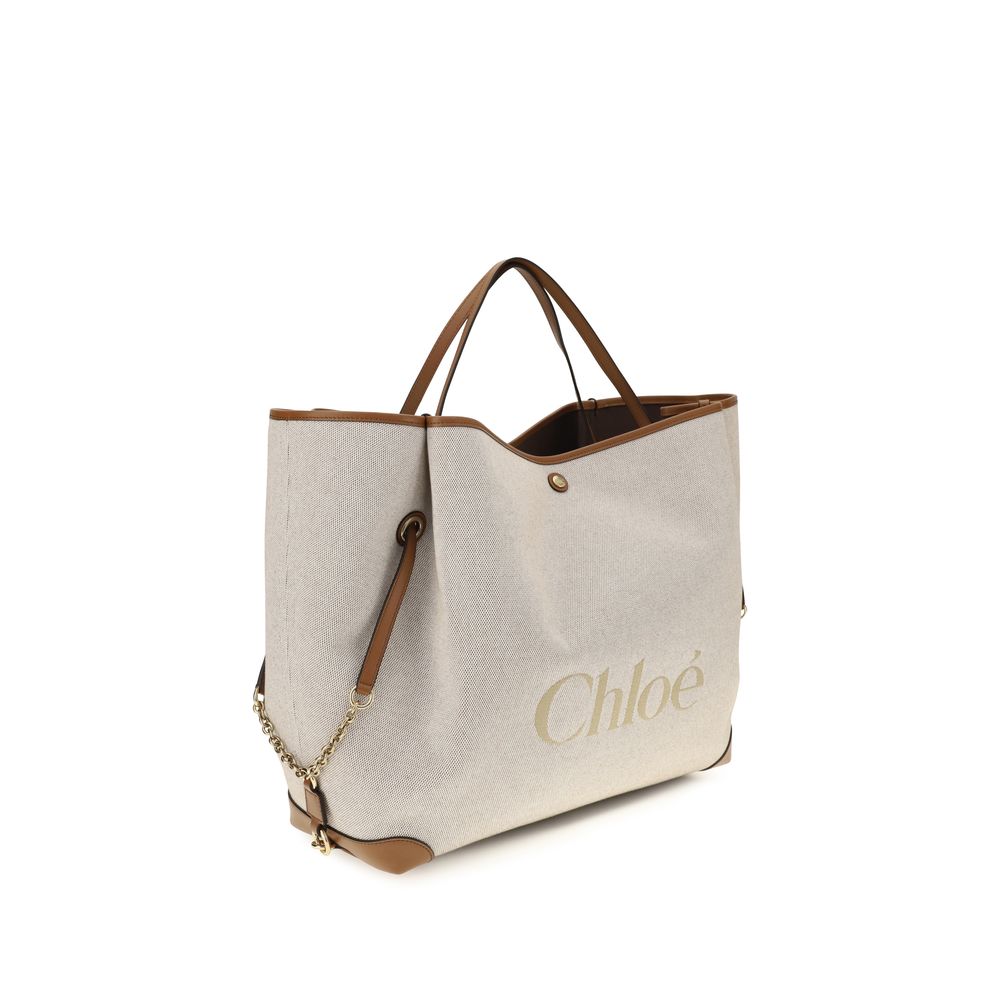 Chloé Clover Double Carry Bag - Canvas Clay Brown