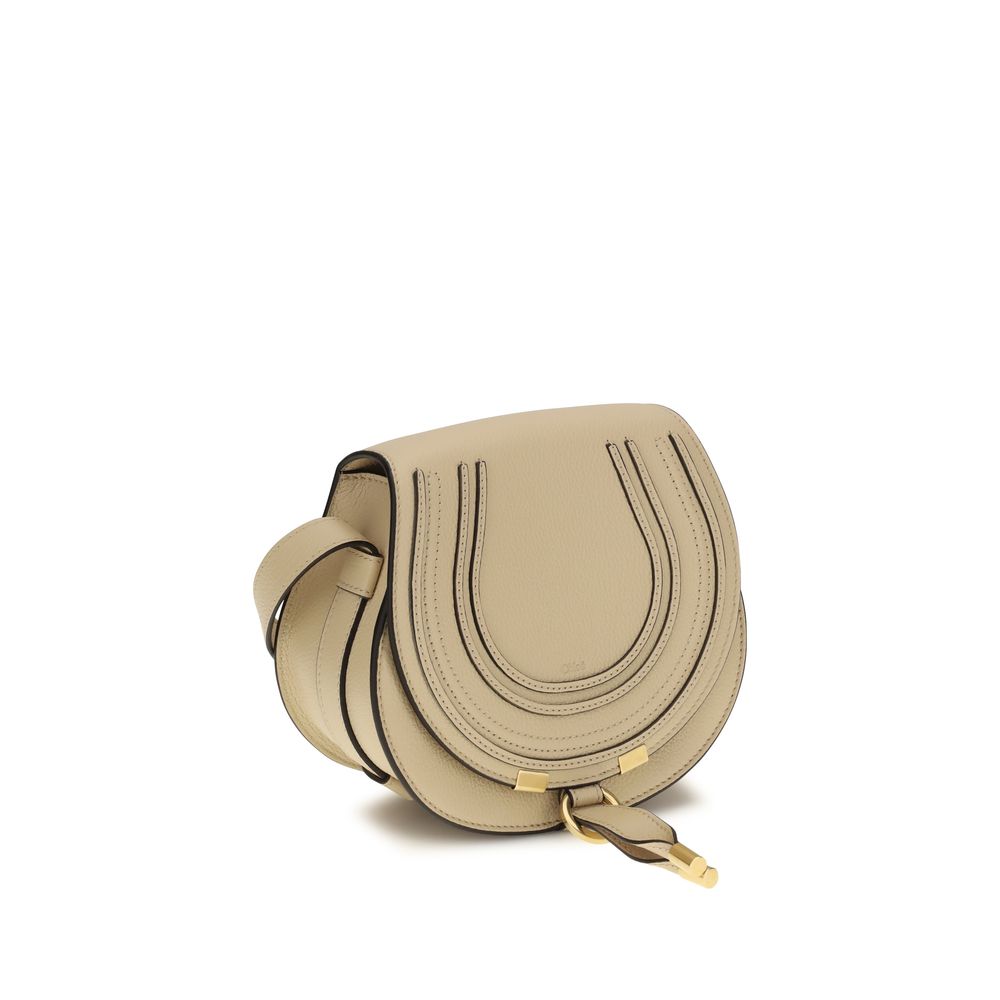 Chloé Marcie Small Saddle Bag - Petal Beige Grained Leather