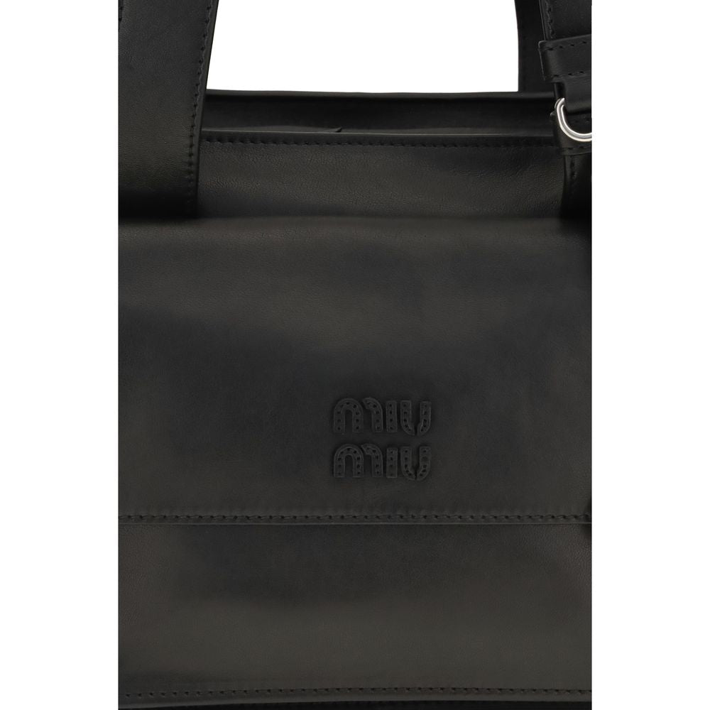 Miu Miu Utilitaire Nappa Leather Shopping Bag - Black