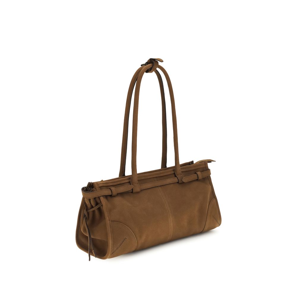 Prada Bonnie Medium Nubuck Leather Handbag - Cocoa Brown