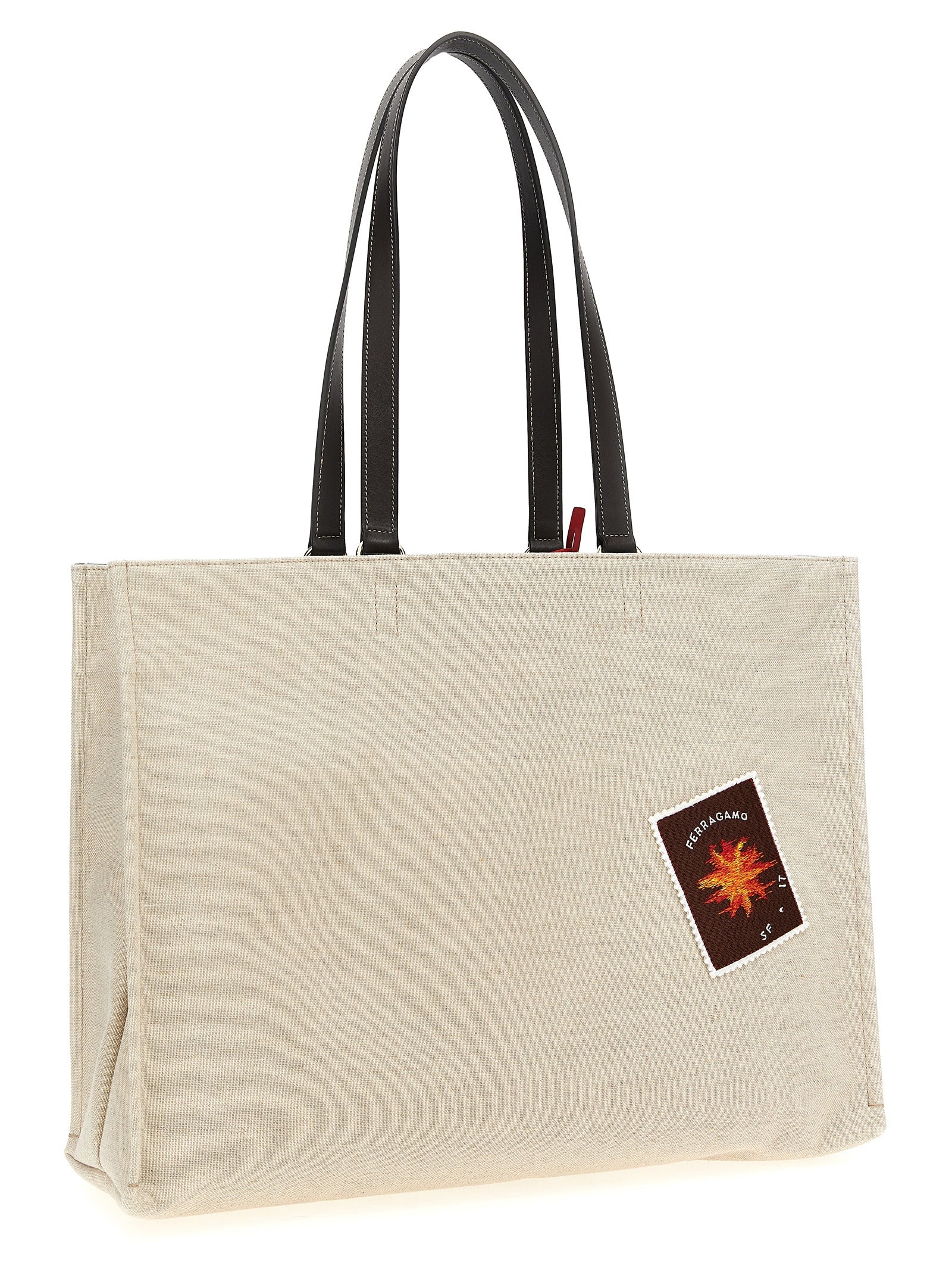 Ferragamo Tote Bag with Logo - Beige Canvas