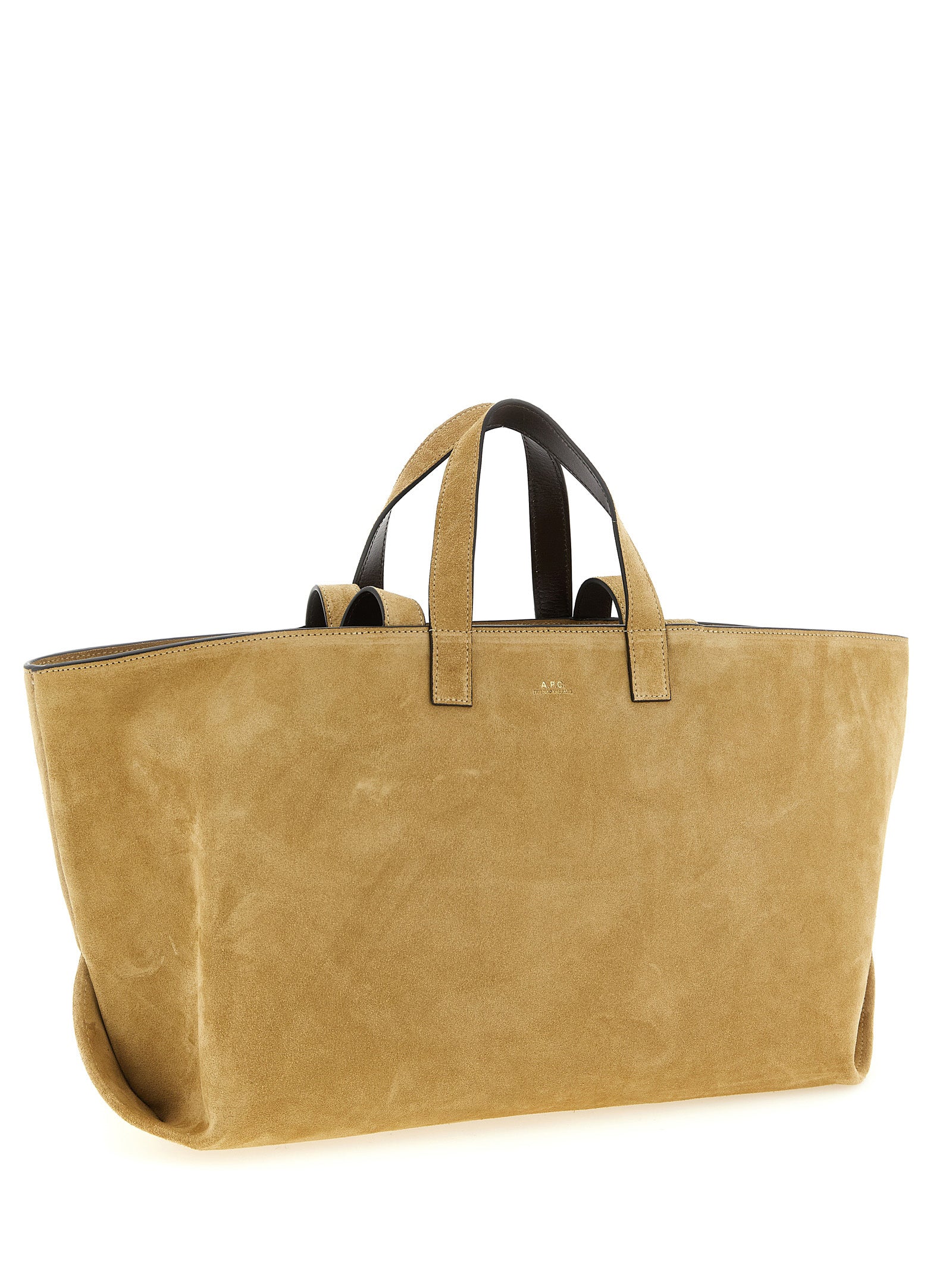 A.P.C. Le Drummer Bag - Beige and Chestnut Brown Suede