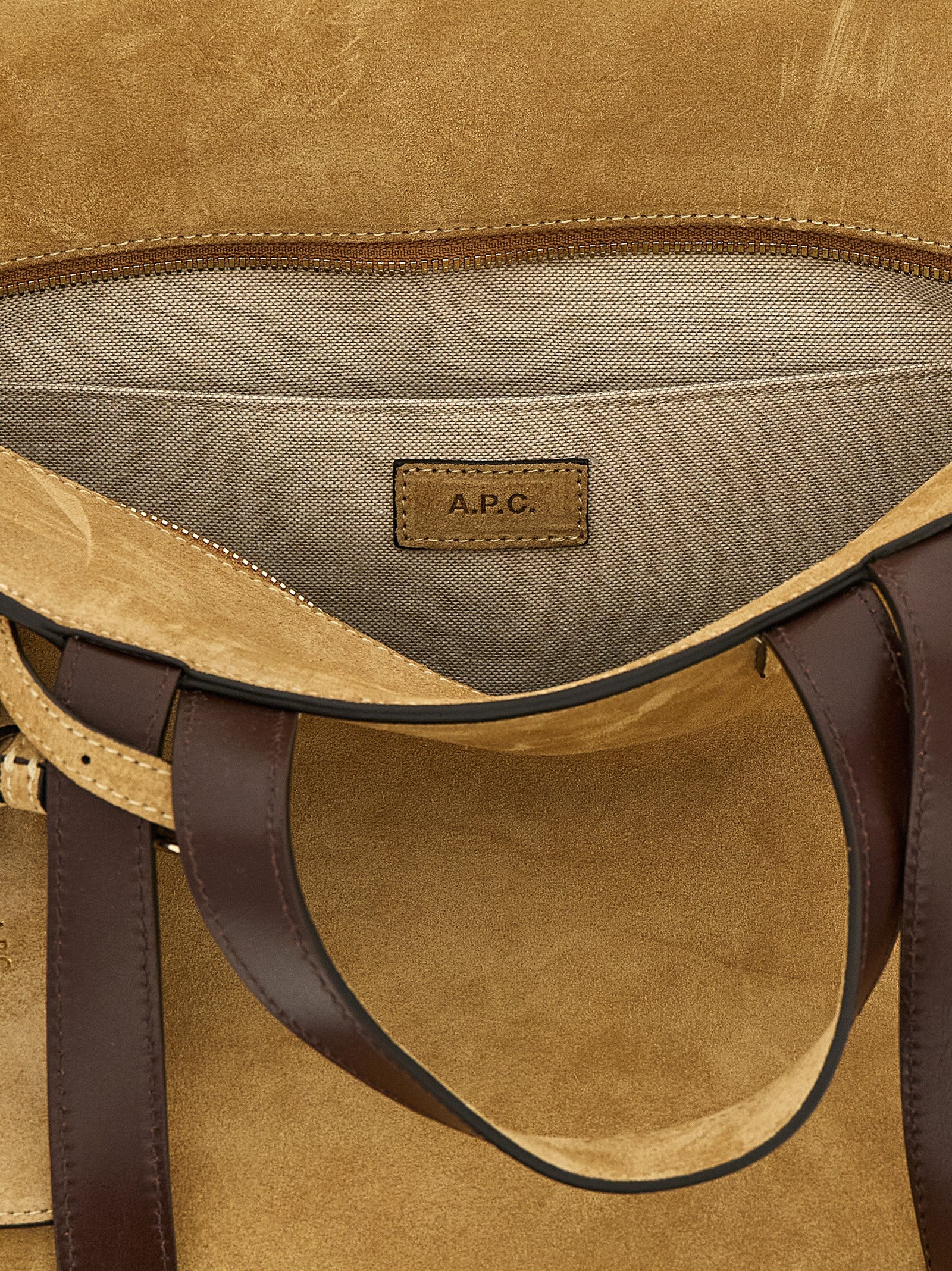 A.P.C. Le Drummer Bag - Beige and Chestnut Brown Suede