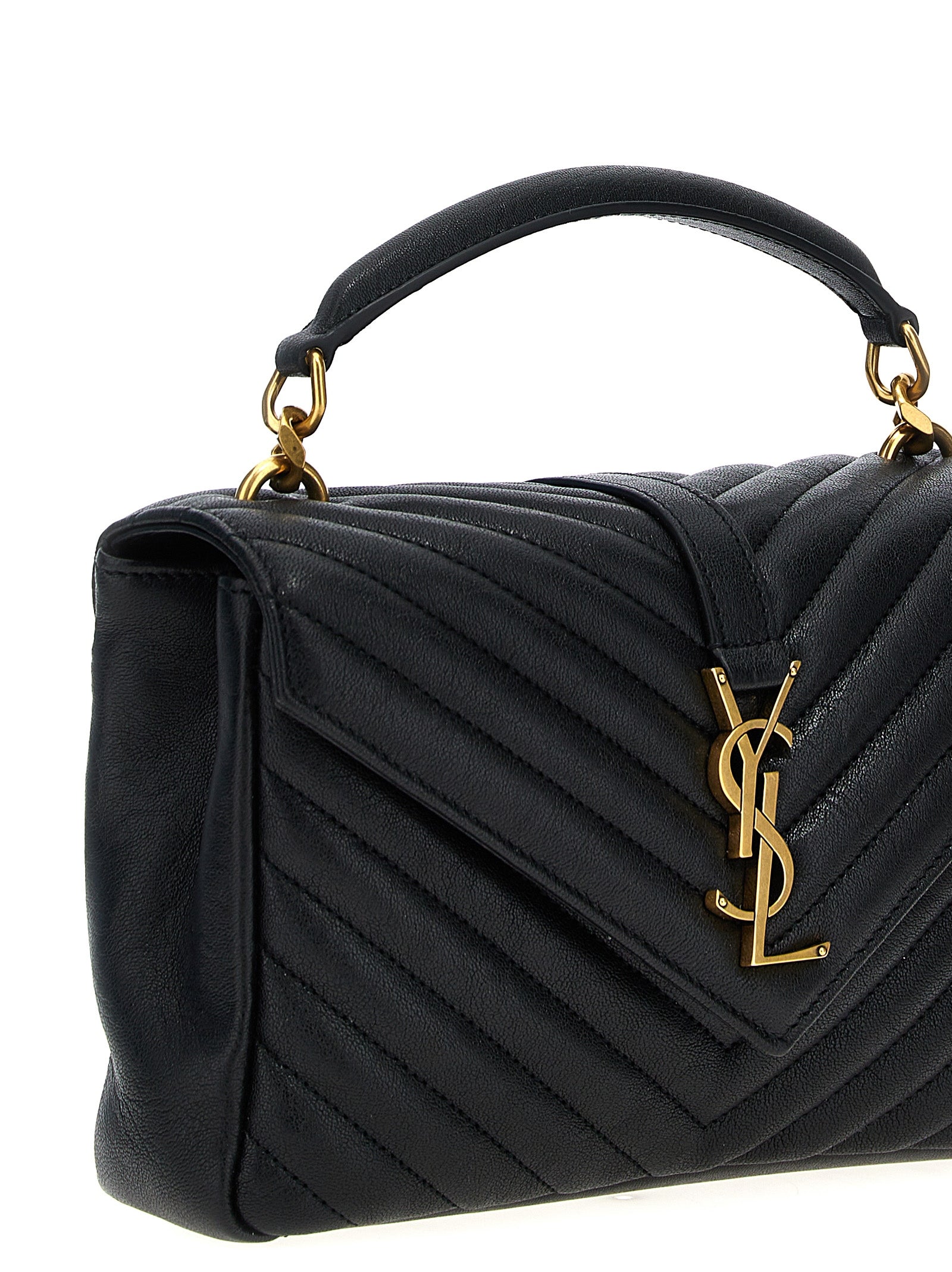 Saint Laurent College Medium Quilted Leather Bag - Black