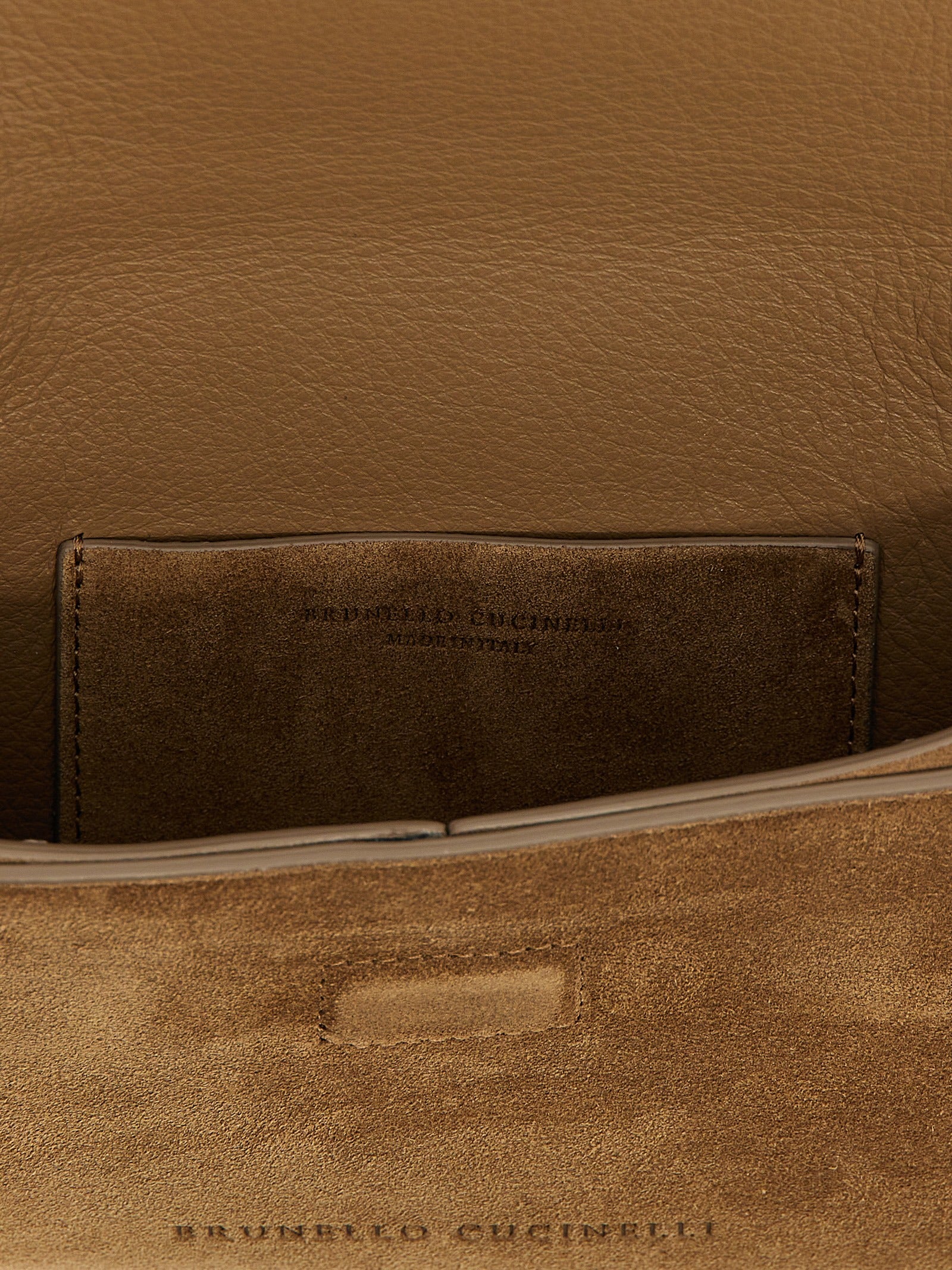 Brunello Cucinelli BC Duo Pochette with Precious Chain - Suede Brown