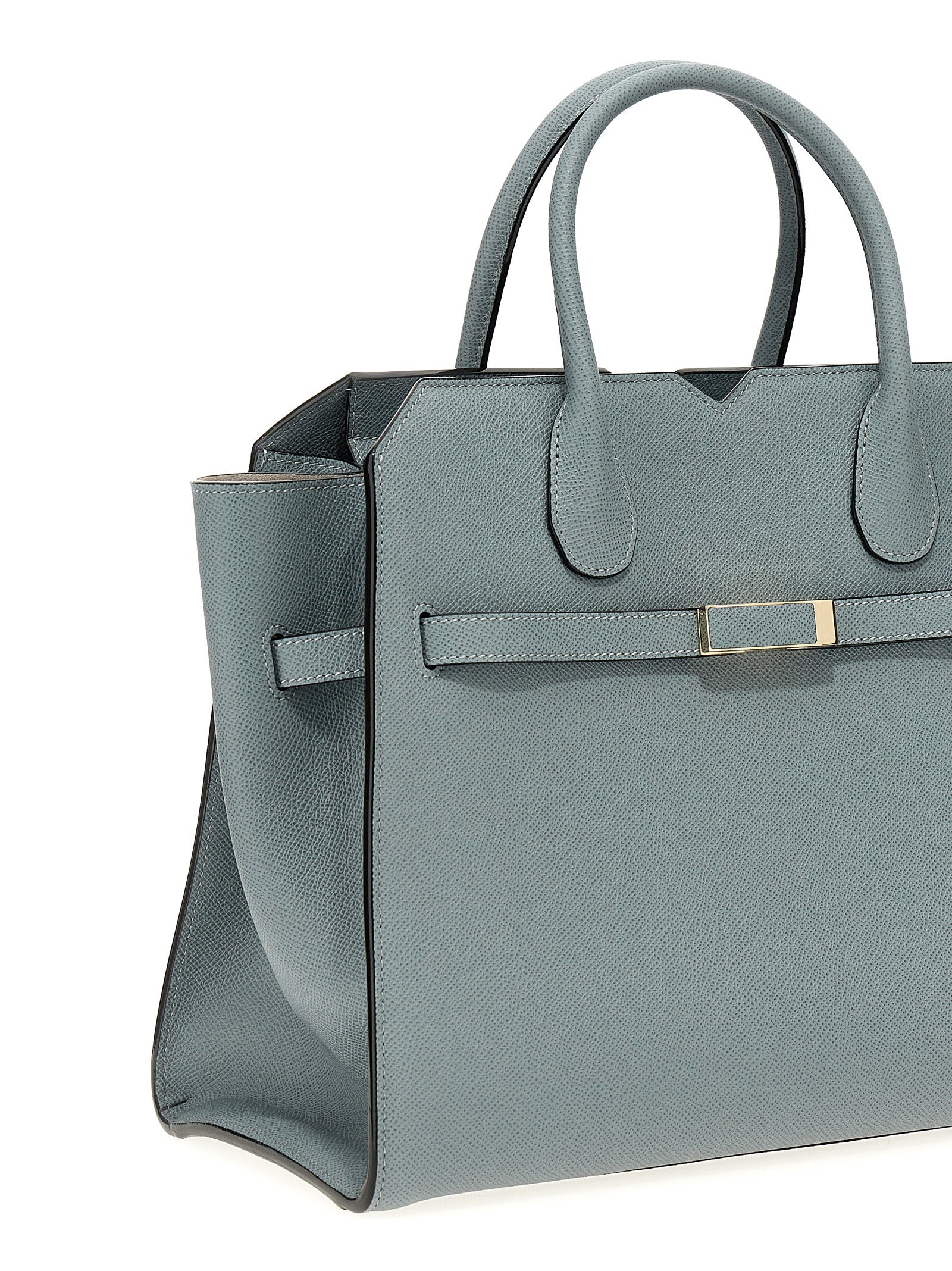 Valextra Milano Medium Top Handle Bag - Niagara Blue Millepunte Leather