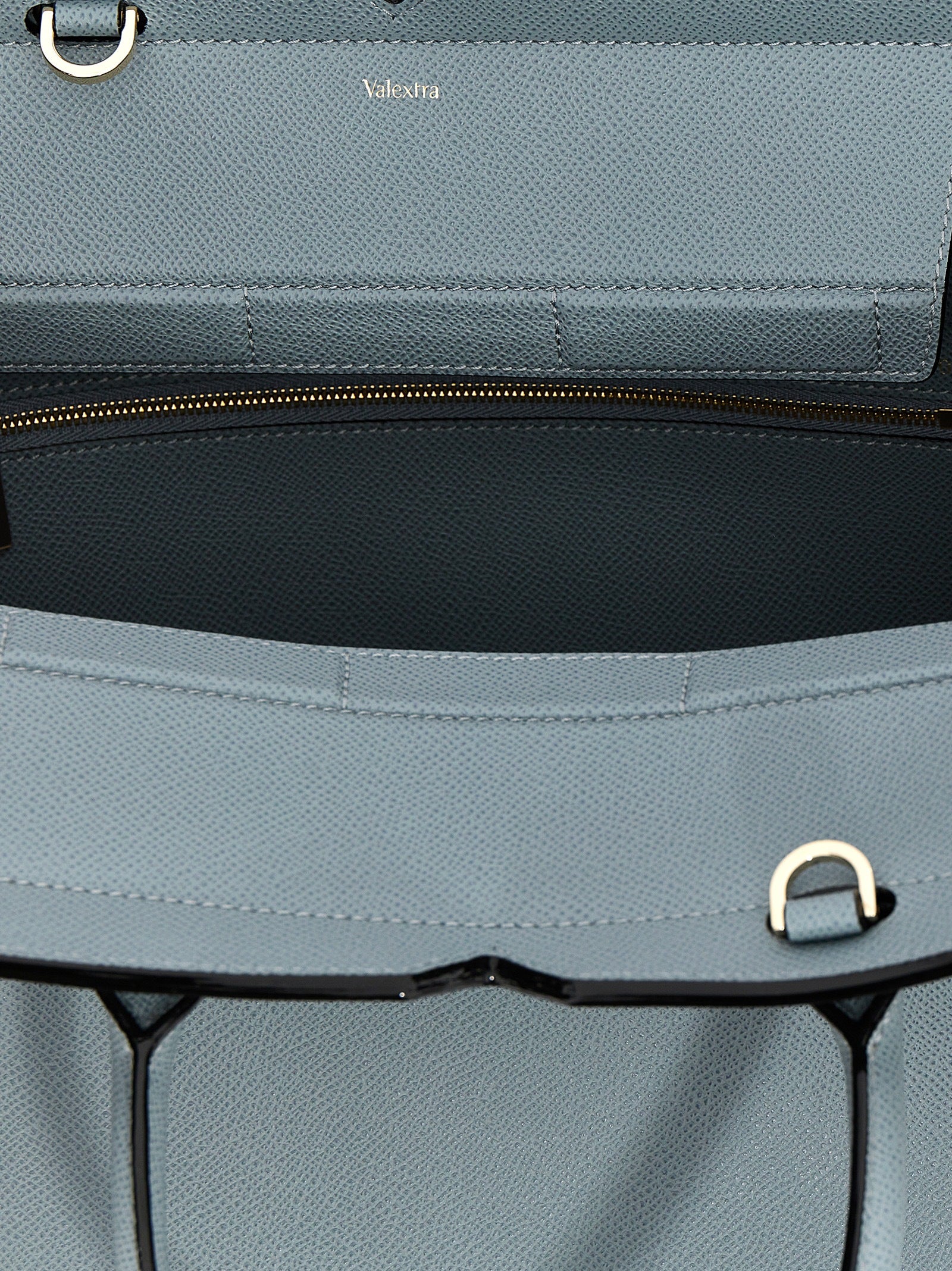 Valextra Milano Medium Top Handle Bag - Niagara Blue Millepunte Leather