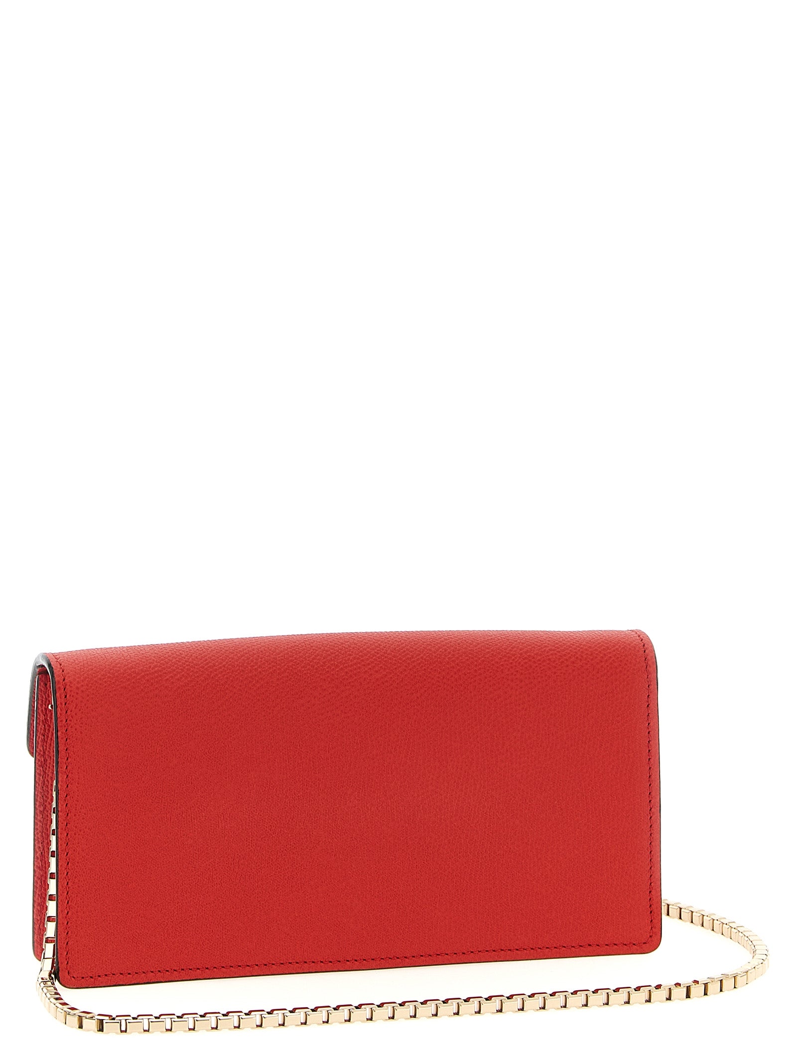 Valextra Iside Clutch with Chain Bag - Red Millepunte Leather