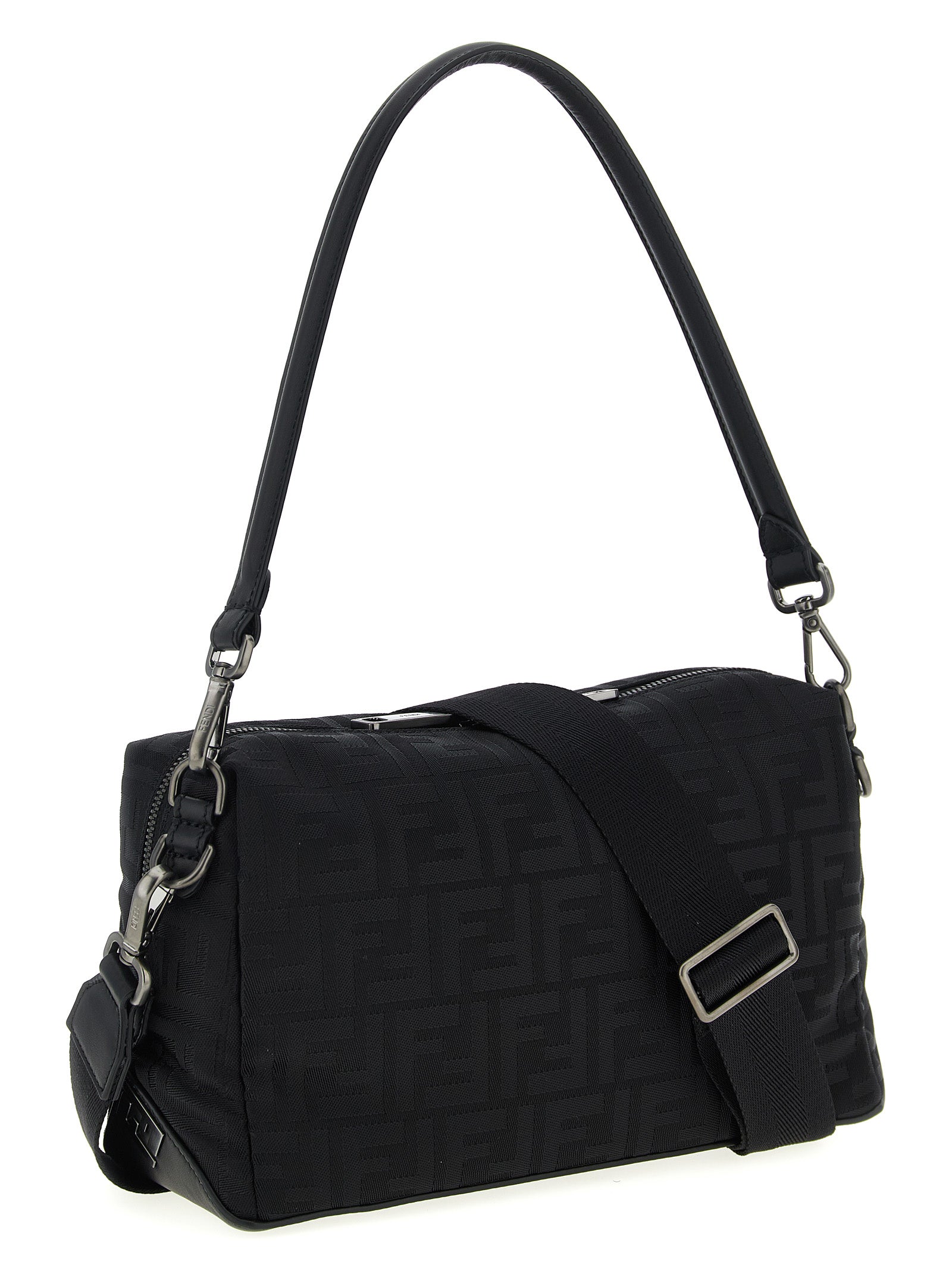 Fendi Lui Medium Squared FF Bag - Black Leather and Black FF Nylon