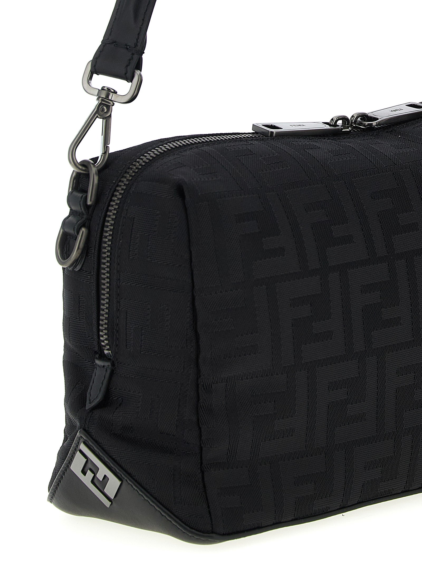 Fendi Lui Medium Squared FF Bag - Black Leather and Black FF Nylon