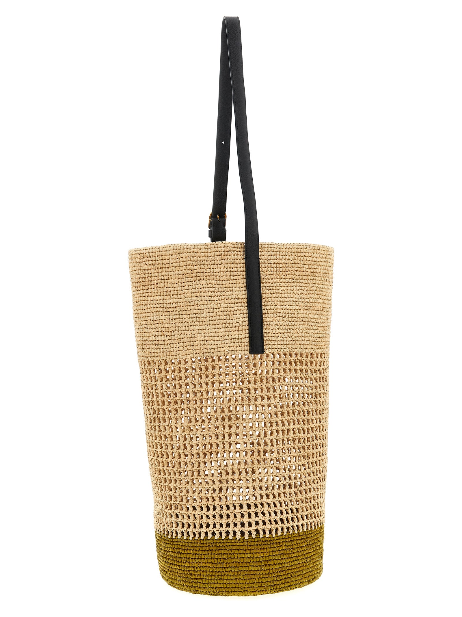 Khaite Billie Bucket Bag - Natural and Curry Raffia