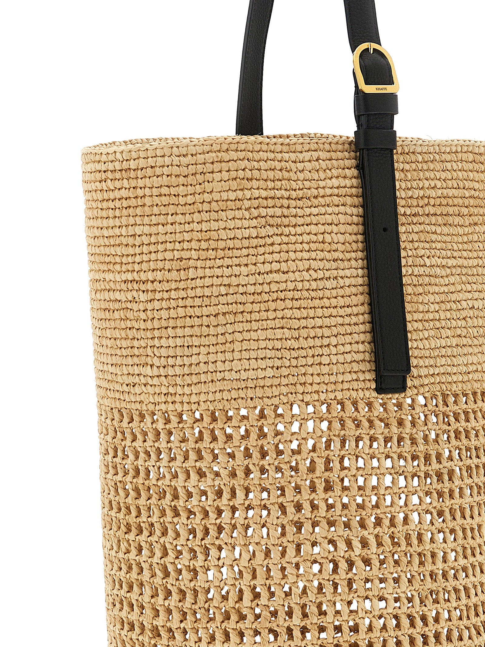 Khaite Billie Bucket Bag - Natural and Curry Raffia