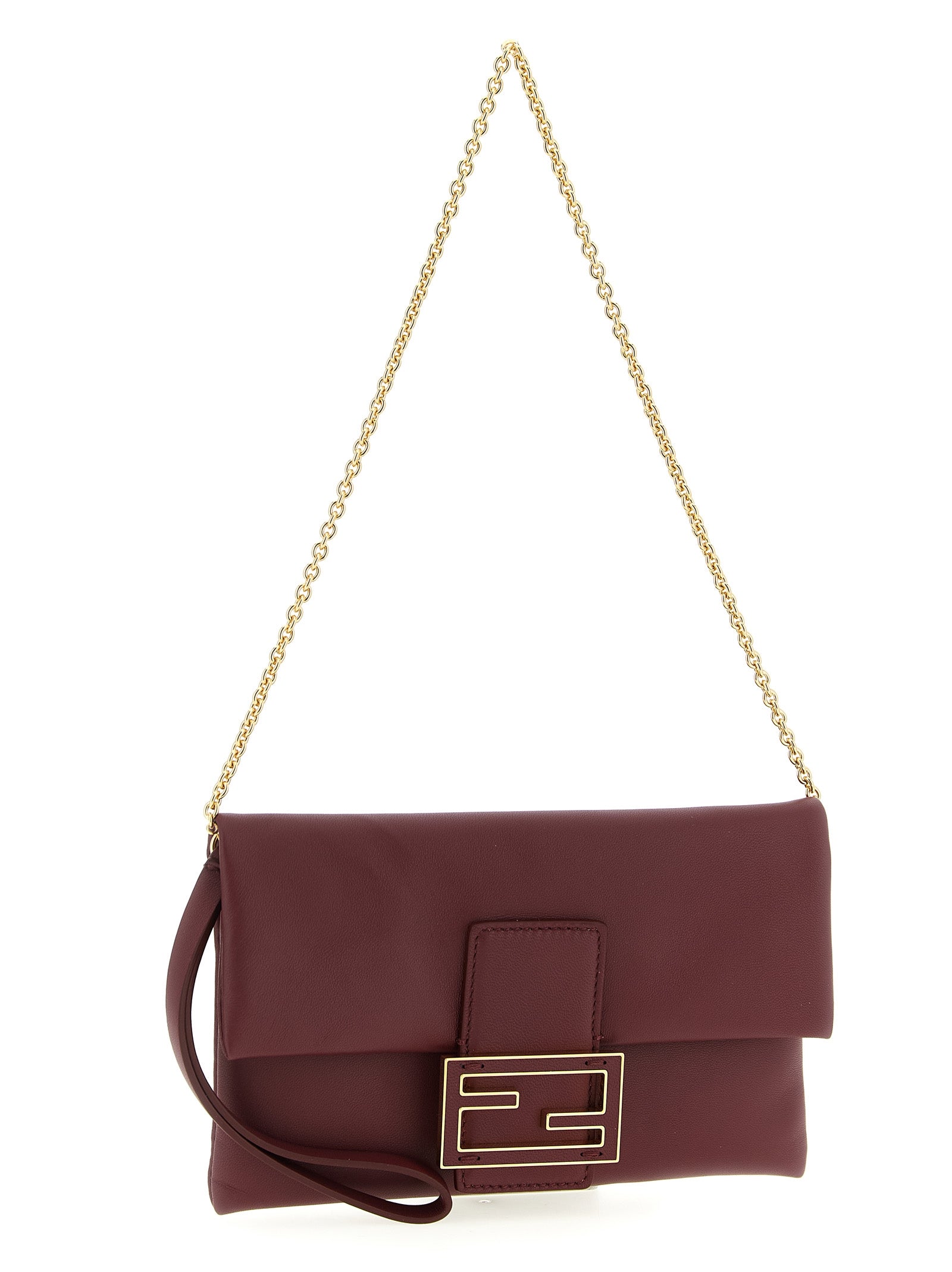 Fendi Mamma Baguette Pouch - Burgundy Nappa Leather