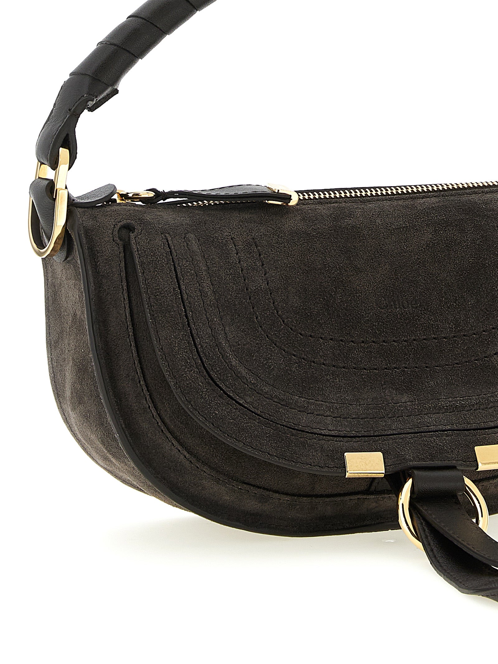 Chloé Mini Marcie Suede Shoulder Bag - Kohl Brown