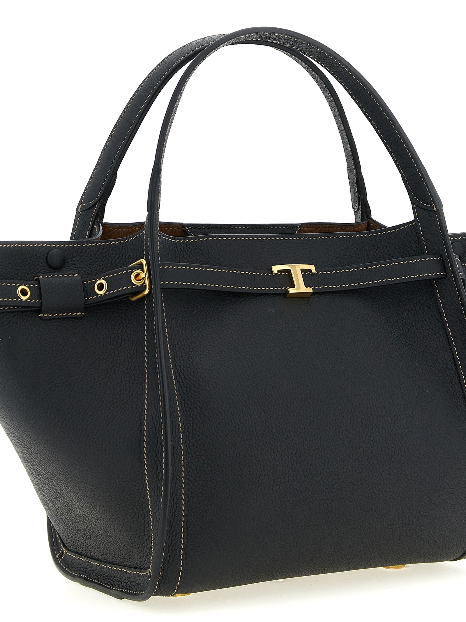 Tod's T Signature Small Shopping Bag - Black Leather