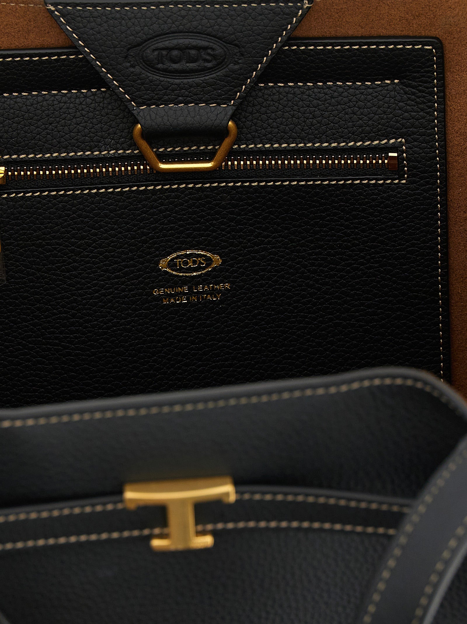 Tod's T Signature Small Shopping Bag - Black Leather