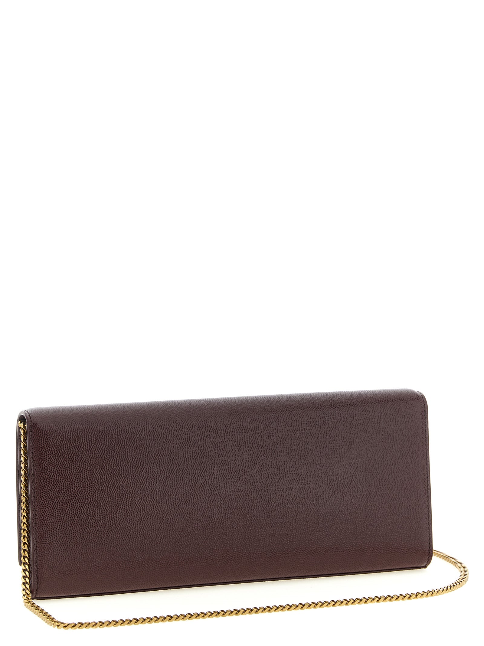 Saint Laurent Kate Clutch Grain de Poudre Leather - Rouge Cabernet