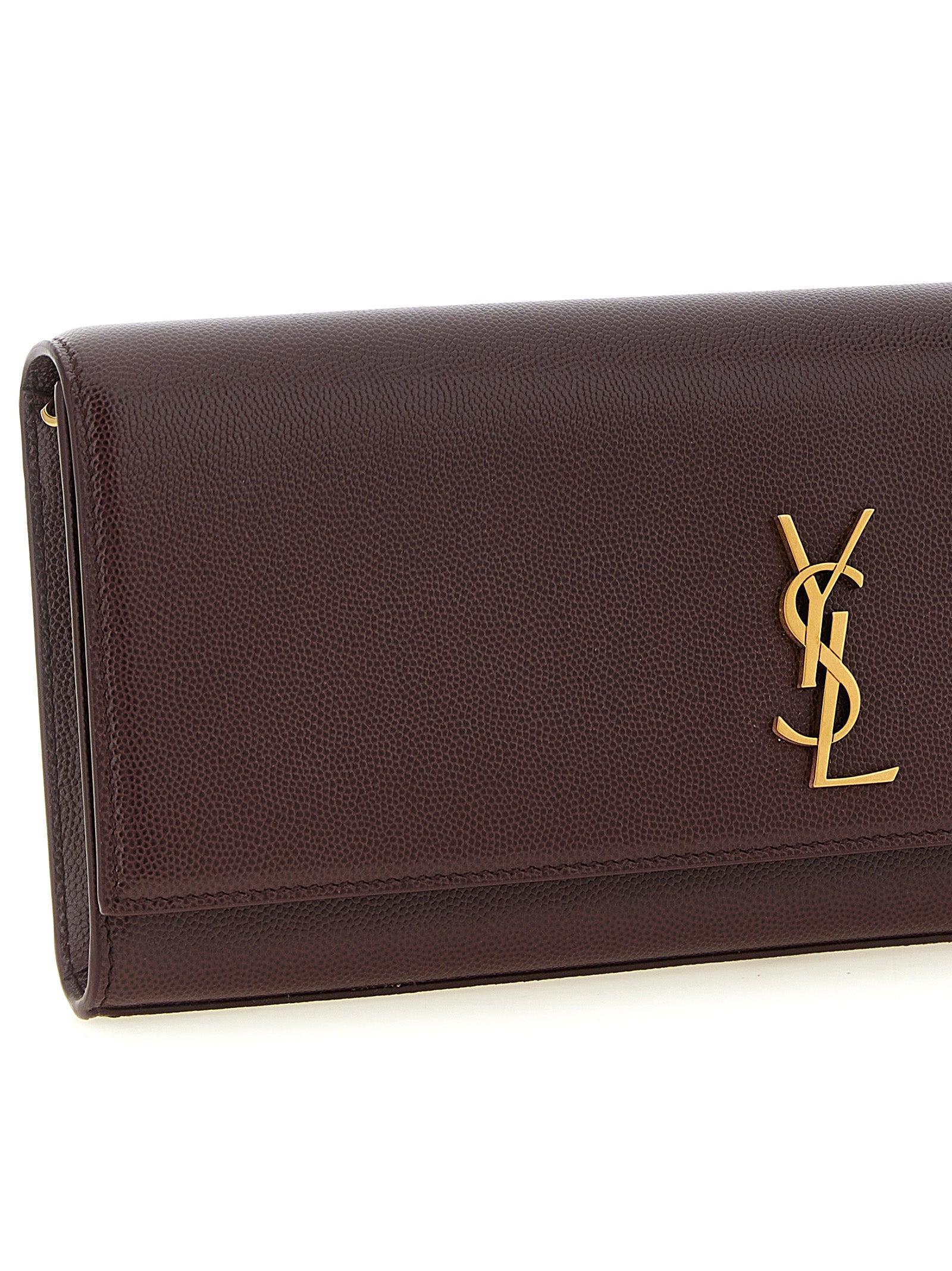 Saint Laurent Kate Clutch Grain de Poudre Leather - Rouge Cabernet