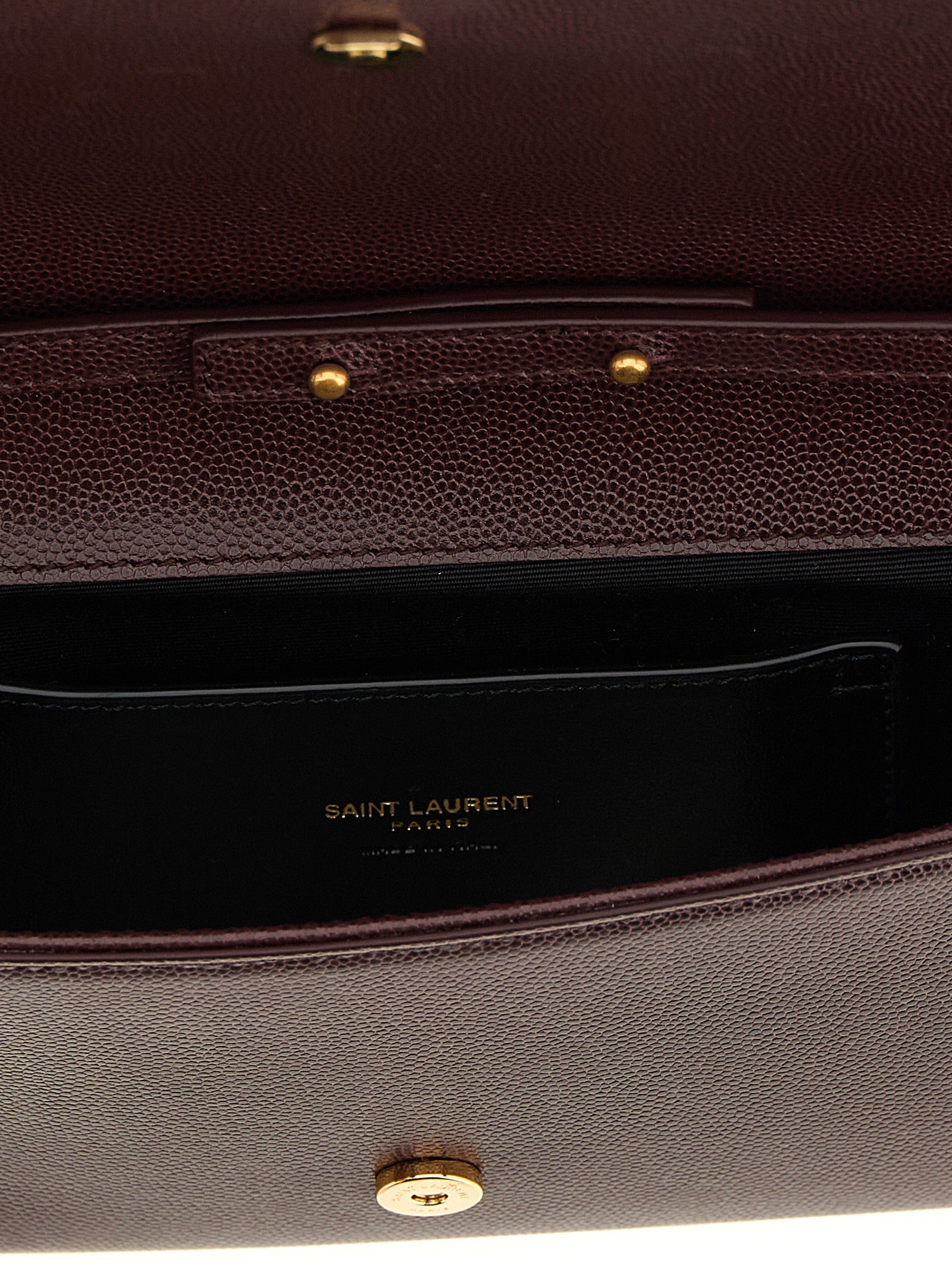 Saint Laurent Kate Clutch Grain de Poudre Leather - Rouge Cabernet