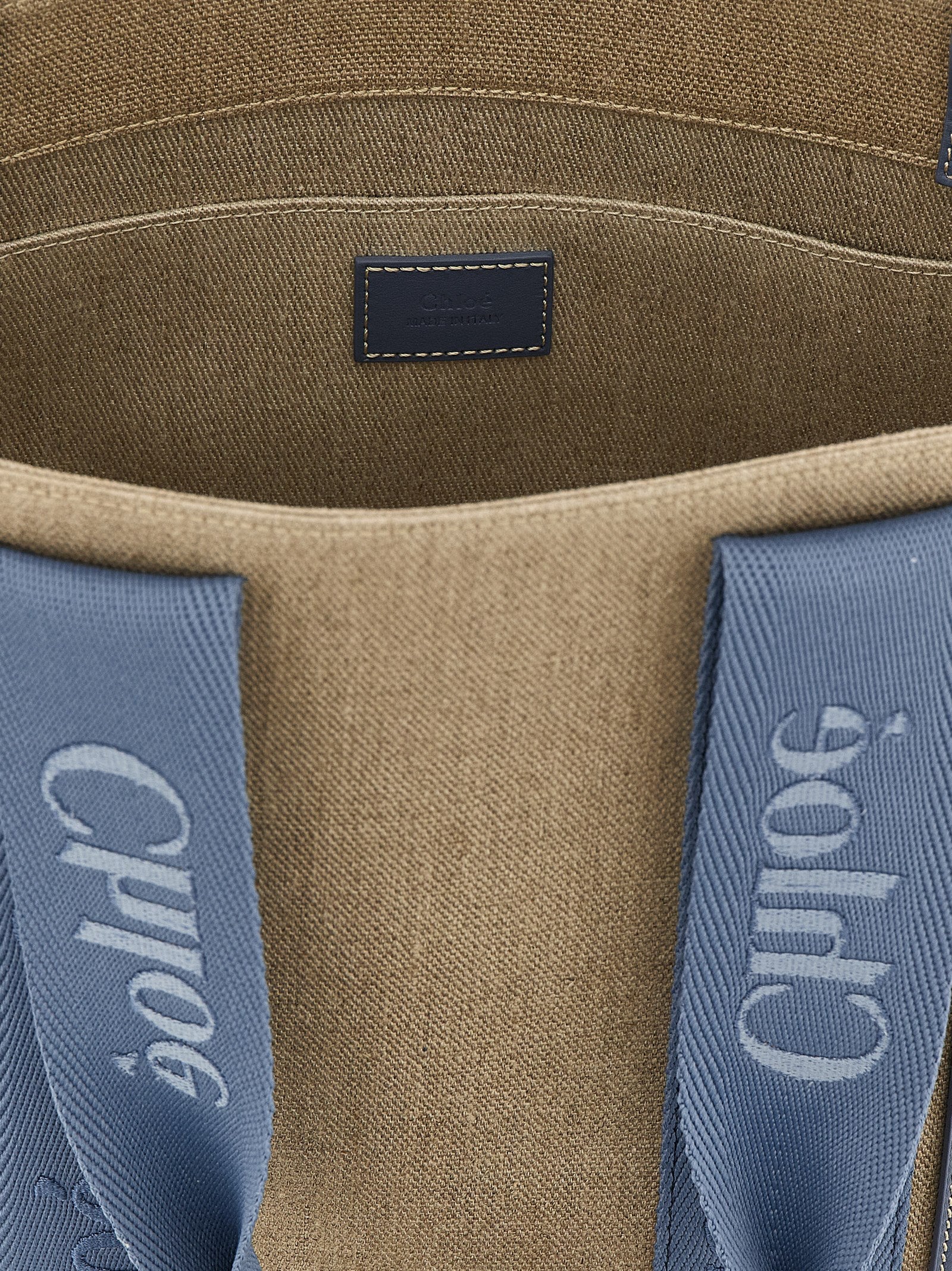 Chloé Woody Medium Tote Bag in Linen - Ashes Blue