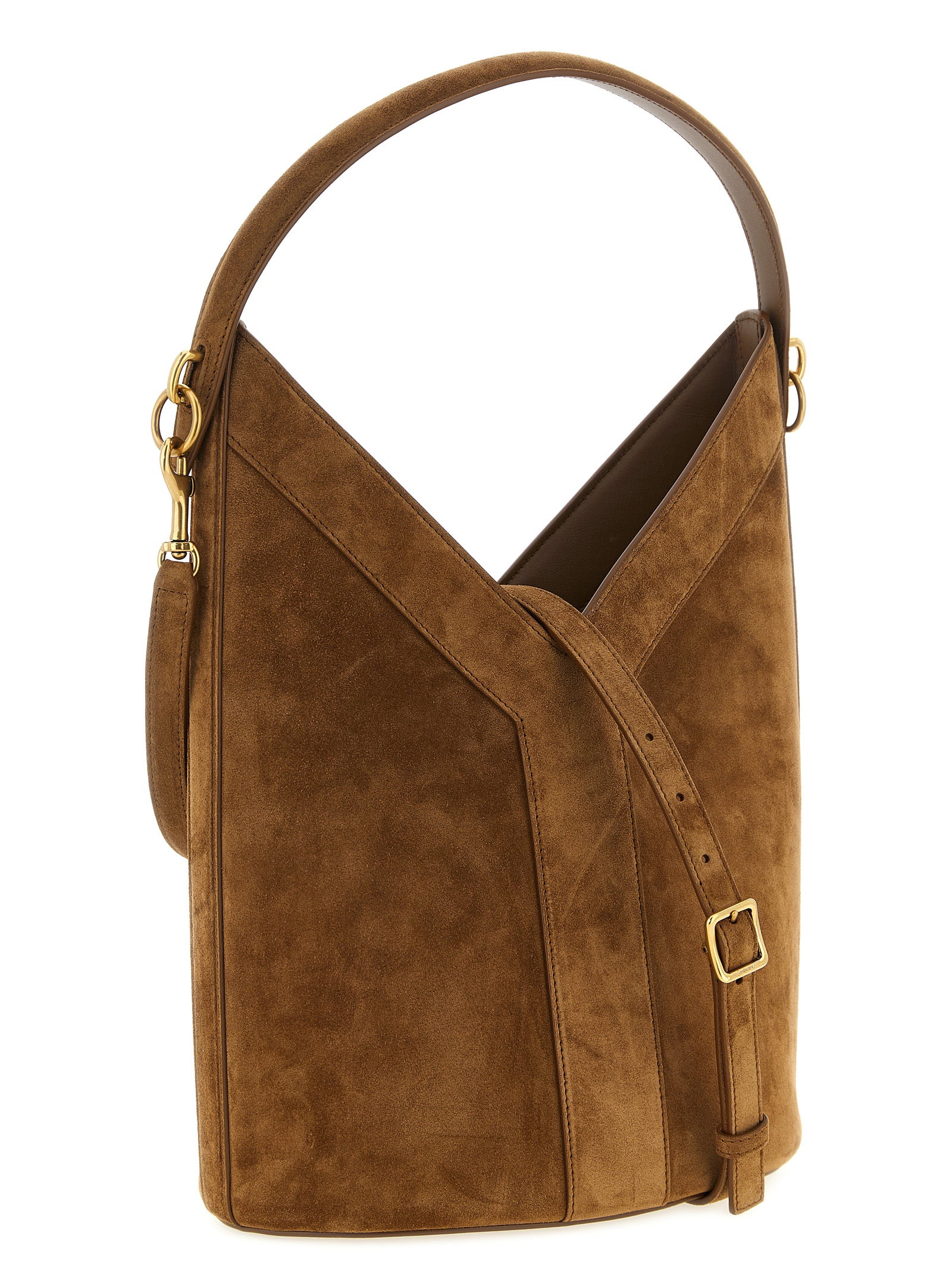 Saint Laurent Y Bucket Bag in Suede - Caramel Cognac