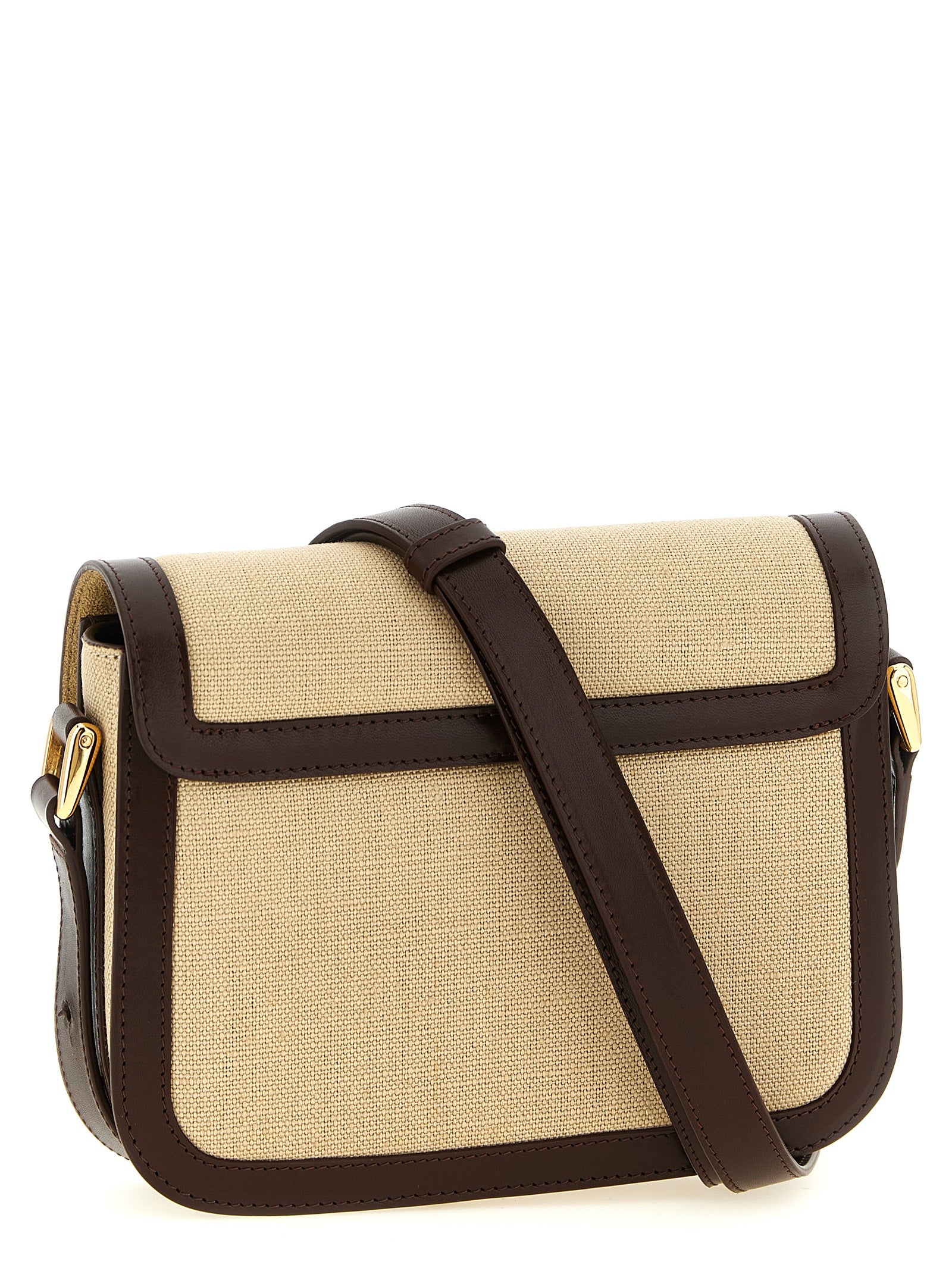 A.P.C. Grace Small Bag - Beige Canvas and Hazelnut Leather