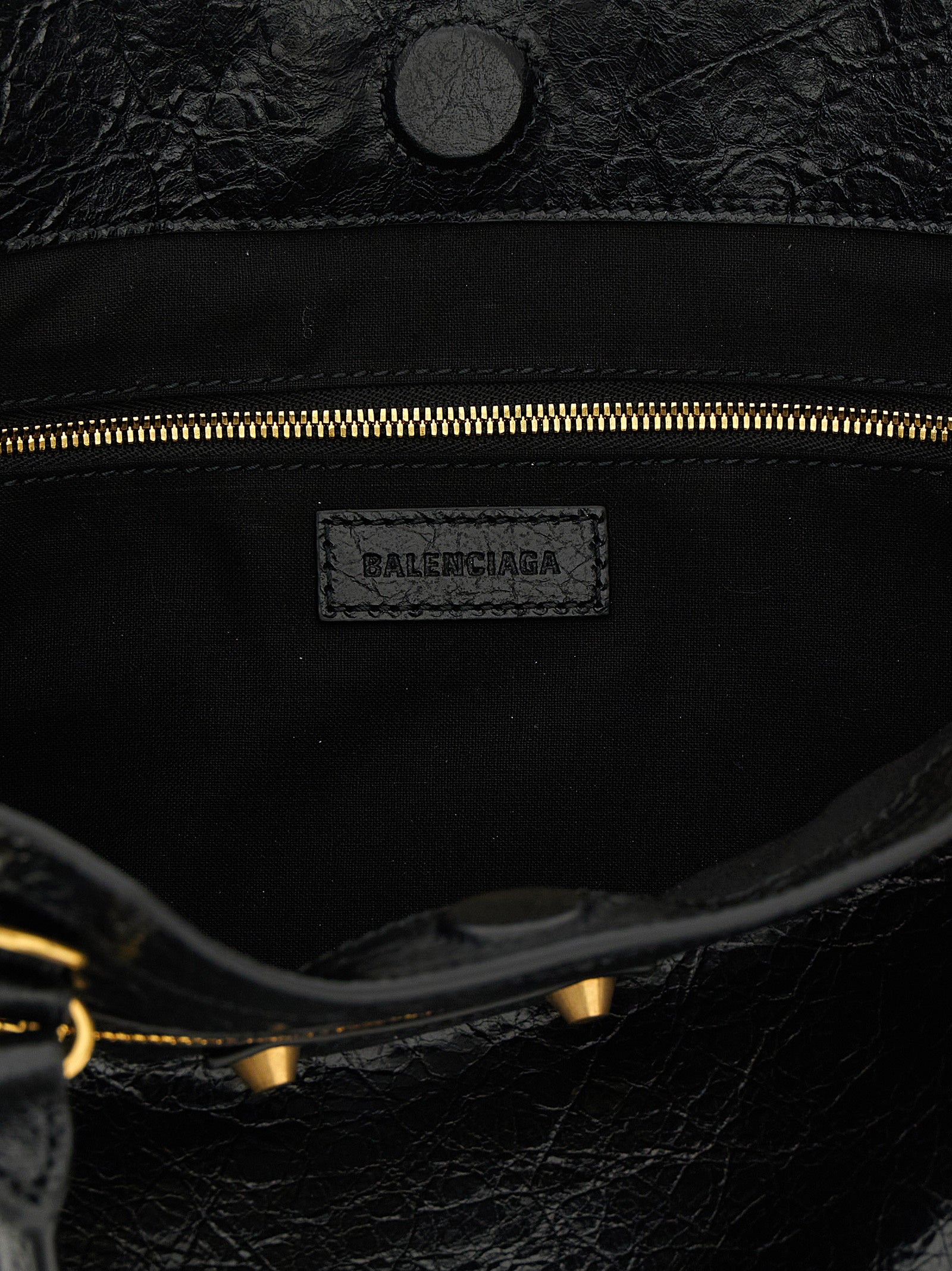 Balenciaga Le City Tote Bag Small - Black Arena Lambskin with Aged Gold Hardware
