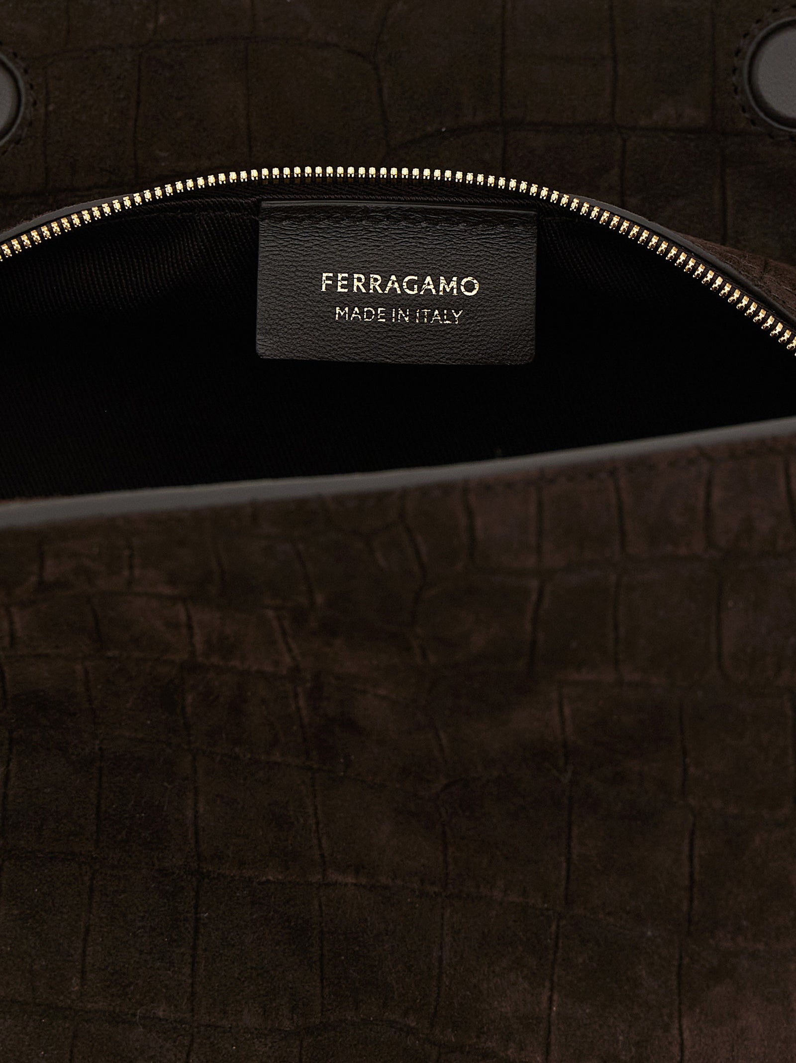 Ferragamo Gancini Chain Folded Shoulder Bag - Testa di Moro Alligator Print