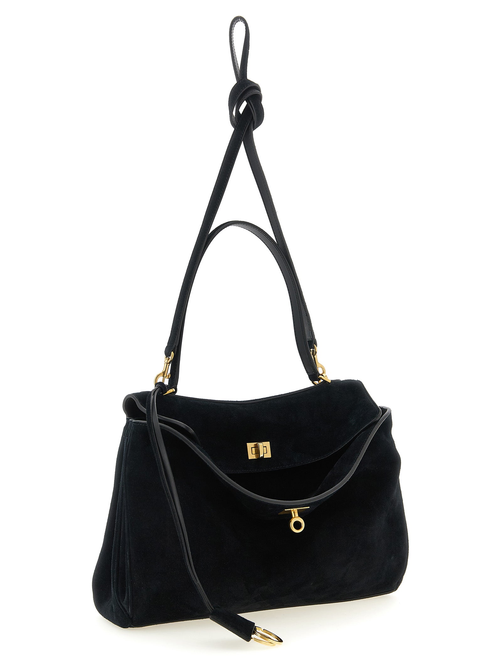 Balenciaga Rodeo Handbag Medium - Black Suede
