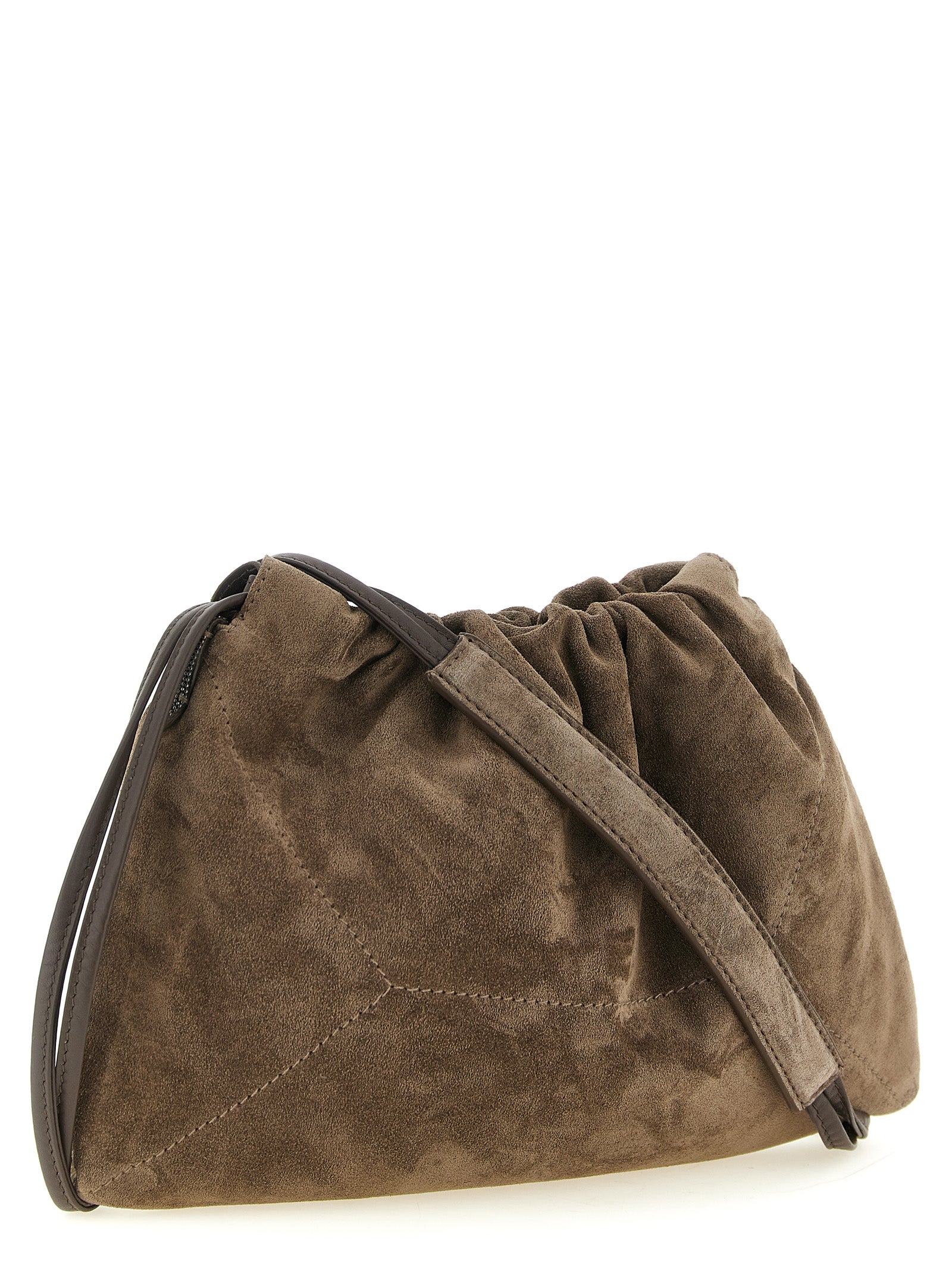 Brunello Cucinelli BC Duo Pouch Bag - Brown Suede with Monili