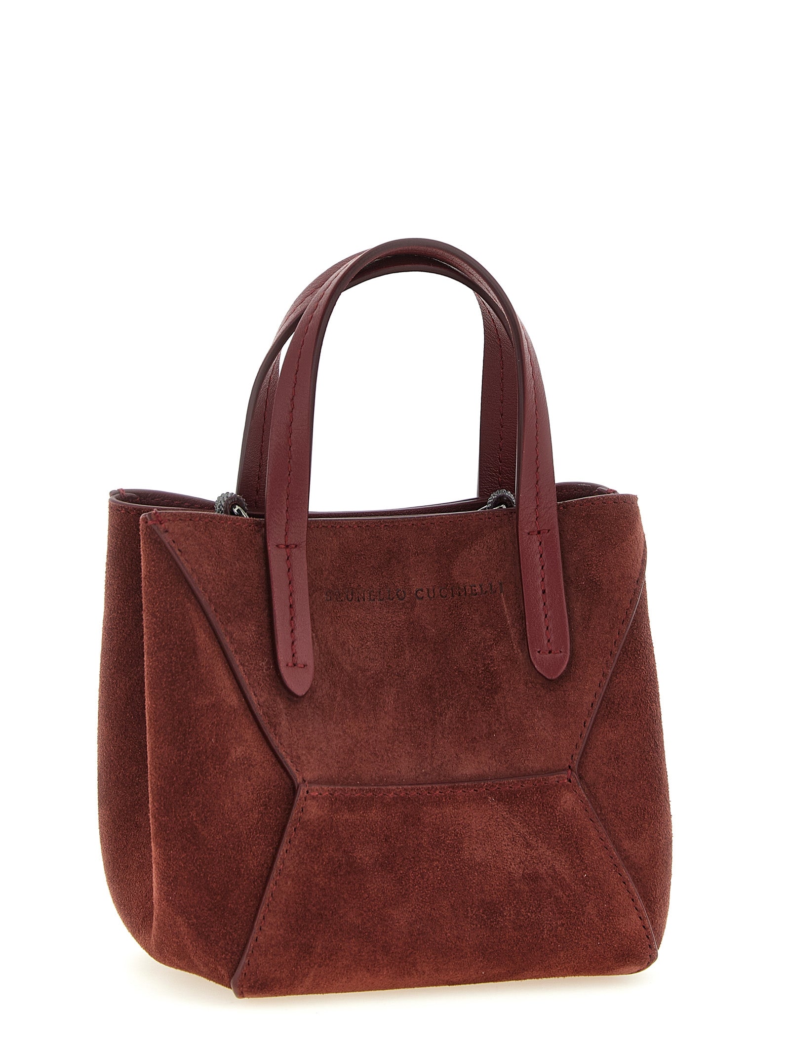 Brunello Cucinelli BC Duo Mini Suede Bag – Bordeaux with Monili Detail